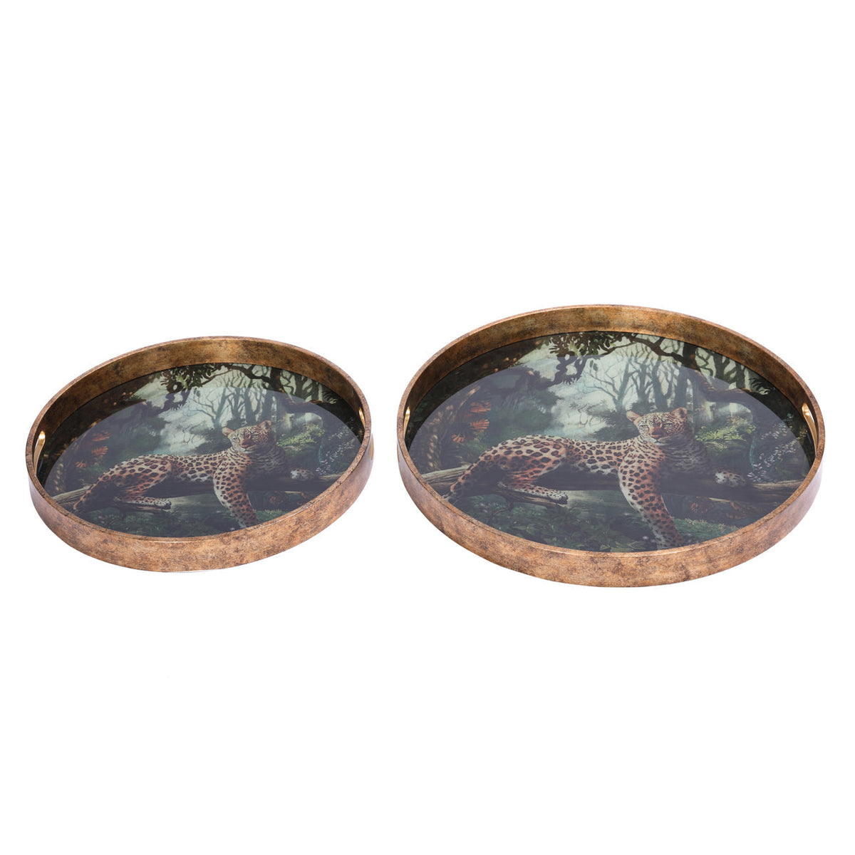 Lounging Leopard Decorative Tray Set – 2 Piece